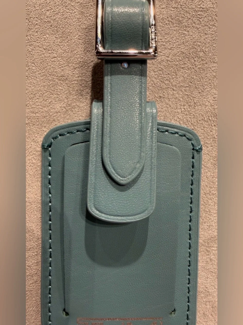 NEW Tumi 3.625” x 2.25” Leather Luggage Name Tag w/ Buckle - TEAL